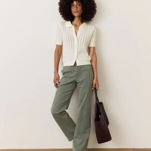 Marine Layer Aria Straight Leg Utility Cargo Pants Vintage Olive Sage Size 4-6